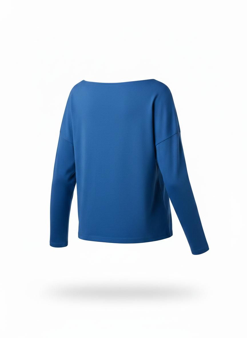 Blue Boat Neck T-Shirt for Women