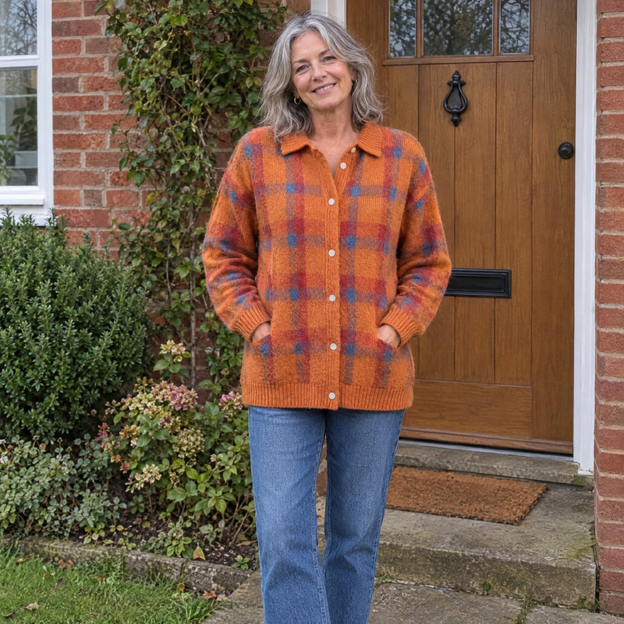 Dorothea | Retro Check Knit Cardigan