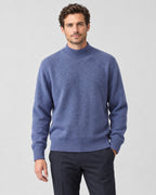 Alfie | Mock Neck Jumper with Ribbed Trims – Blue