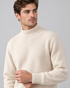 Alfie | Mock Neck Jumper with Ribbed Trims – Cream