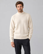 Alfie | Mock Neck Jumper with Ribbed Trims – Cream