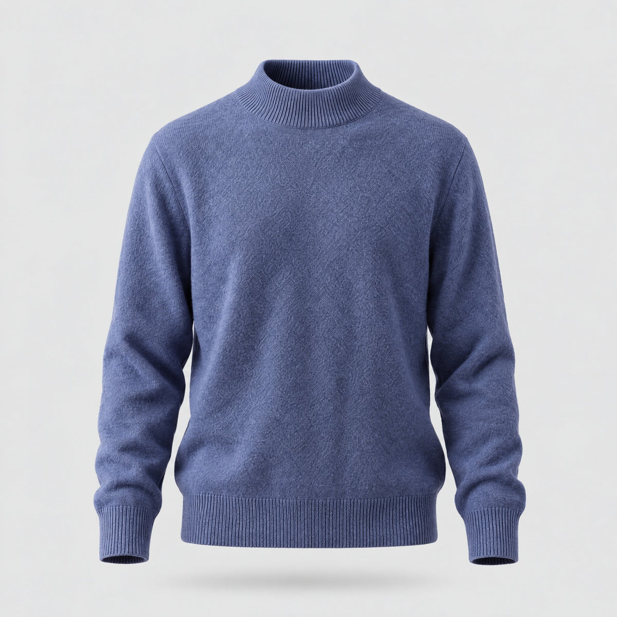 Alfie | Mock Neck Jumper with Ribbed Trims – Blue