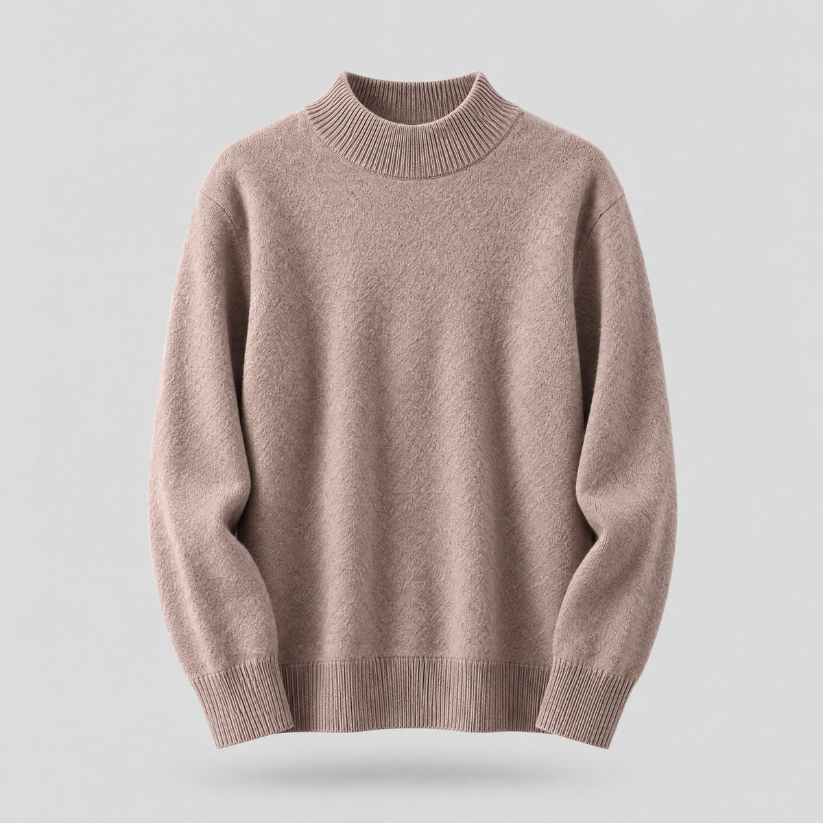 Alfie | Mock Neck Jumper with Ribbed Trims – Brown