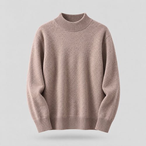 Alfie | Mock Neck Jumper with Ribbed Trims – Brown