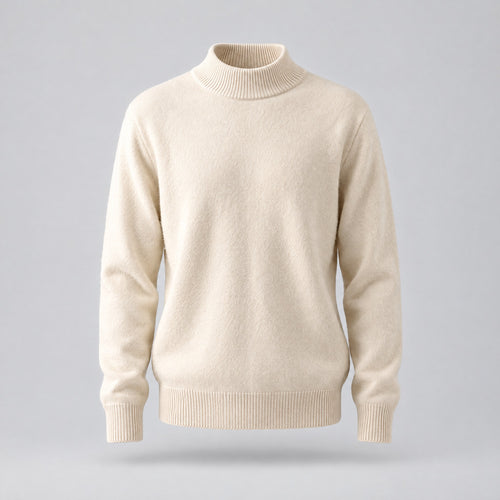 Alfie | Mock Neck Jumper with Ribbed Trims – Cream