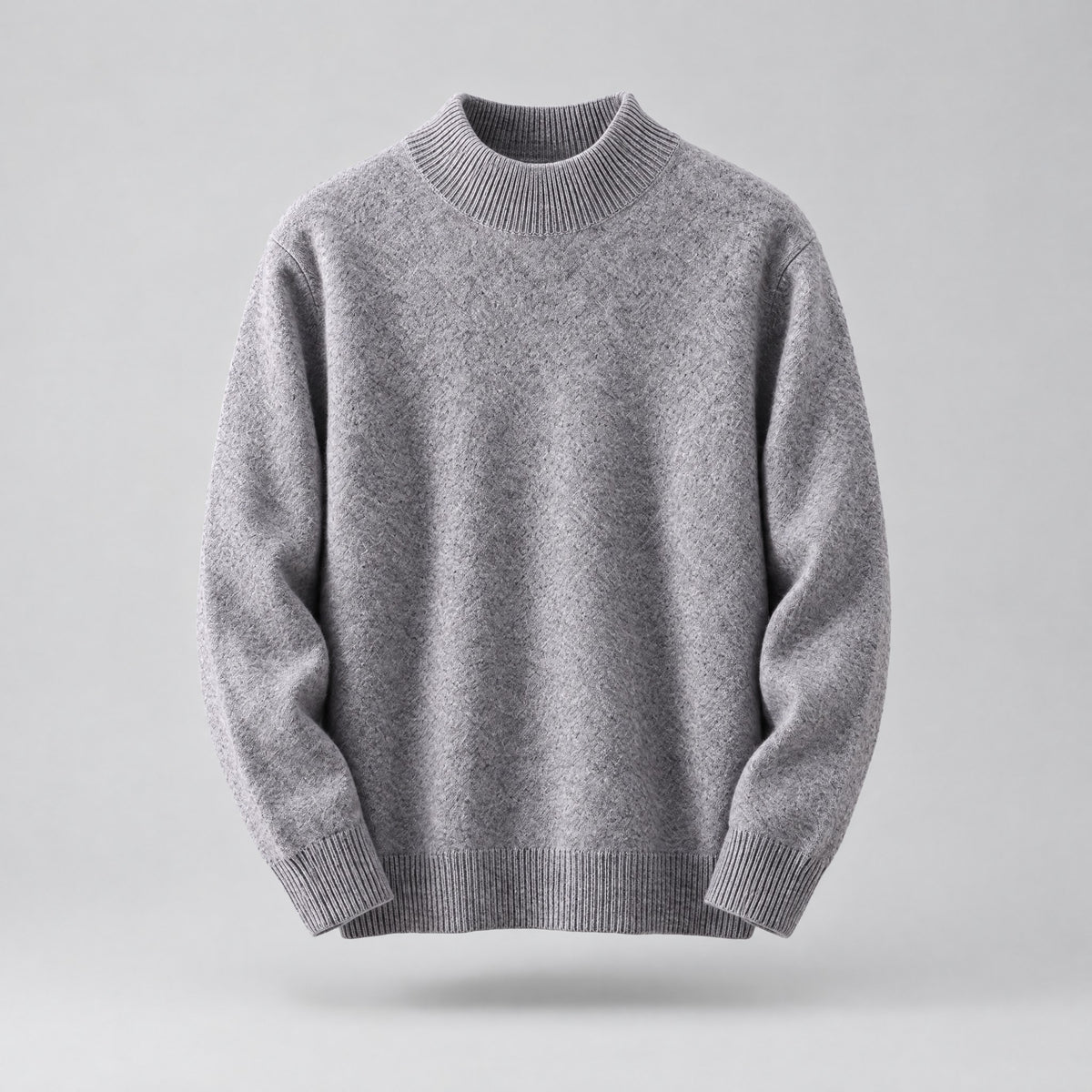 Alfie | Mock Neck Jumper with Ribbed Trims – Grey
