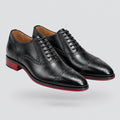 Edmund | Cap-Toe Brogues With Red Sole – Black