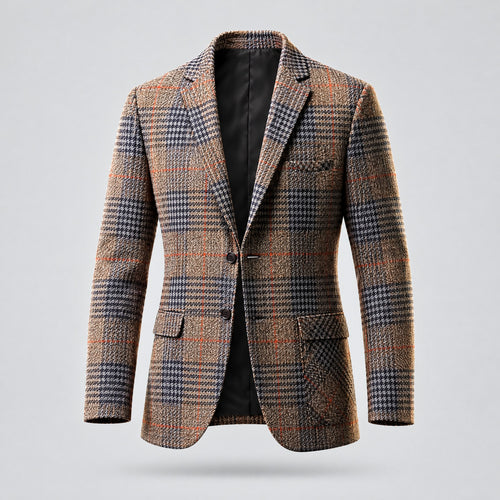 Barnaby | Houndstooth Two-Button Blazer – Brown
