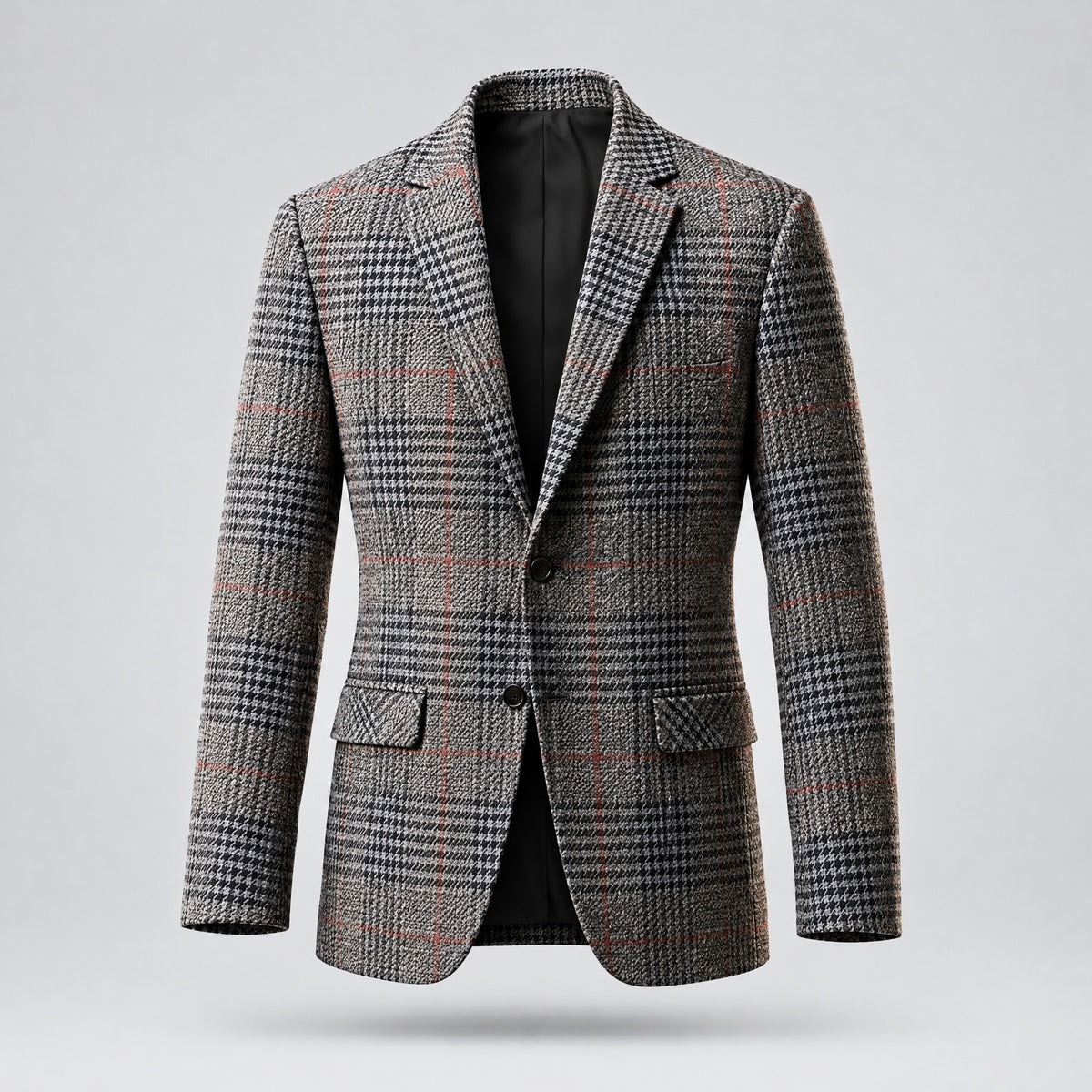 Barnaby | Houndstooth Two-Button Blazer – Grey