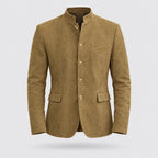 Percy | Stand Collar Five-Button Blazer – Khaki