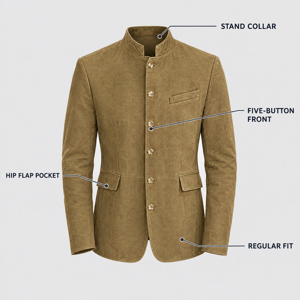 Percy | Stand Collar Five-Button Blazer – KEY