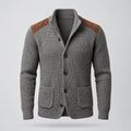 Ezra | Knitted Blazer With Contrast Panels – Grey