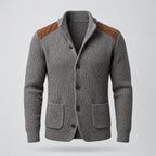 Ezra | Knitted Blazer With Contrast Panels – Grey