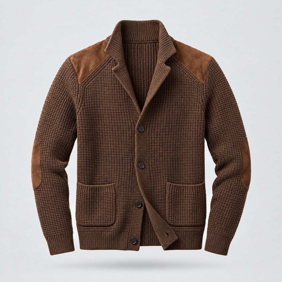 Ezra | Knitted Blazer With Contrast Panels – Brown