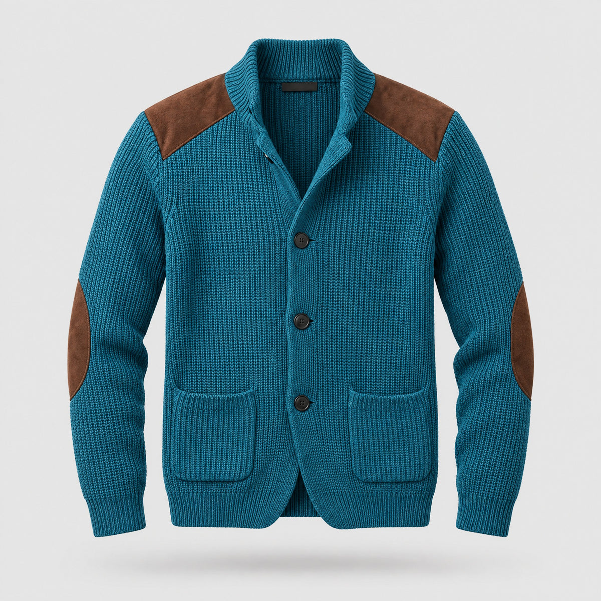 Ezra | Knitted Blazer With Contrast Panels – Lake Blue