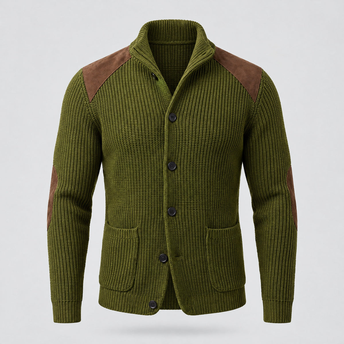Ezra | Knitted Blazer With Contrast Panels – Green