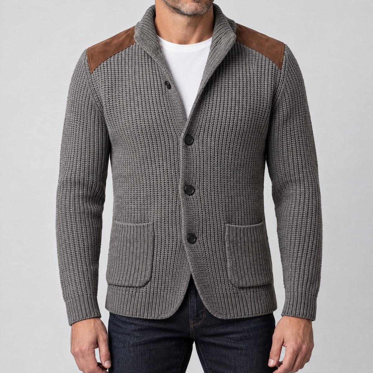 Ezra | Knitted Blazer With Contrast Panels – ICP