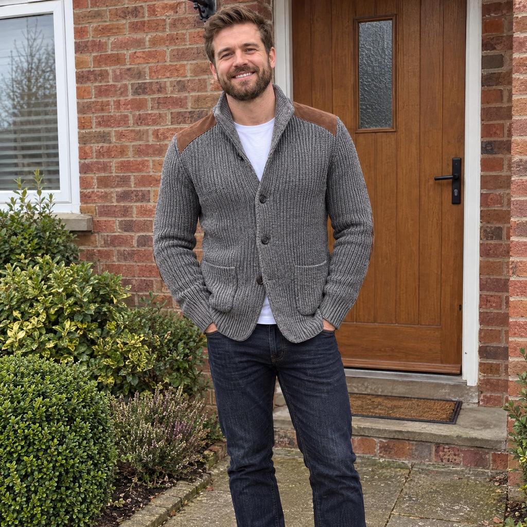 Ezra | Knitted Blazer With Contrast Panels – UGC