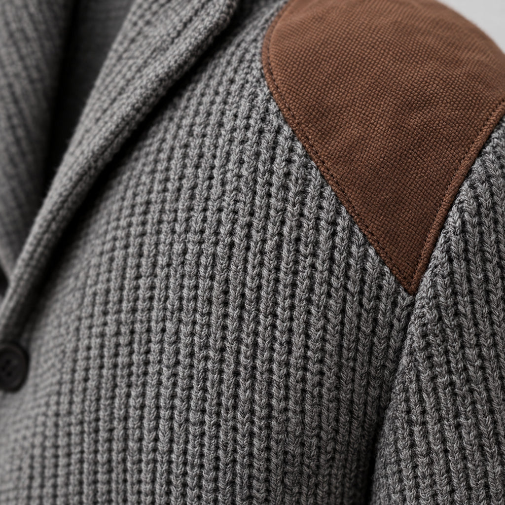 Ezra | Knitted Blazer With Contrast Panels – DETAIL