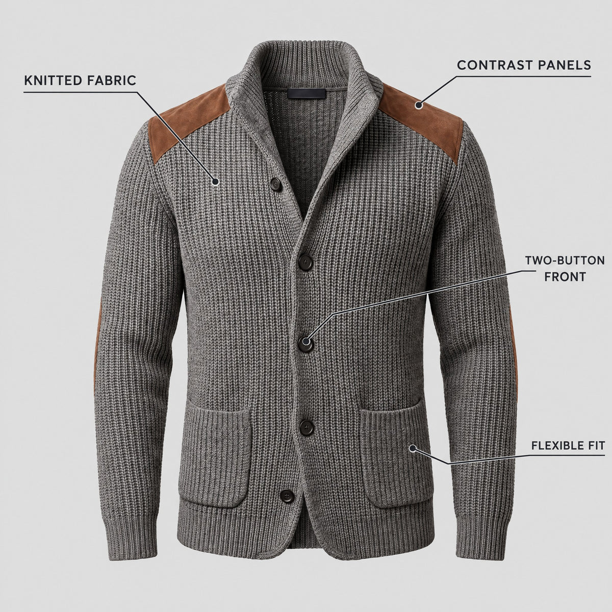 Ezra | Knitted Blazer With Contrast Panels – KEY
