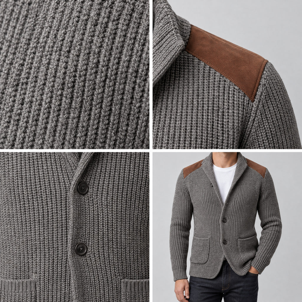 Ezra | Knitted Blazer With Contrast Panels – COLLAGE