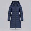 Lavinia | Longline Hooded Quilted Puffer Coat – Navy