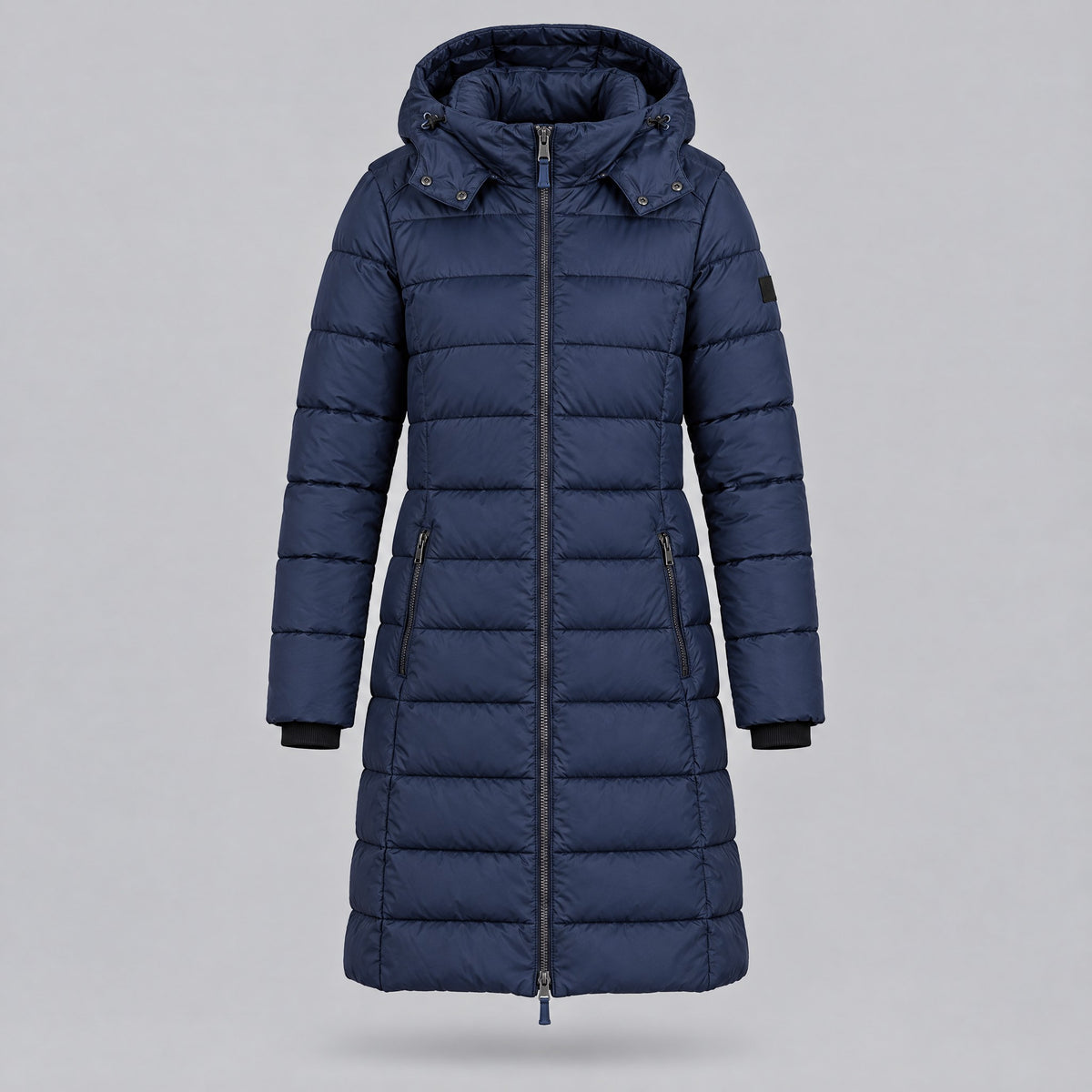 Lavinia | Longline Hooded Quilted Puffer Coat – Navy