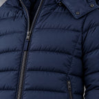 Lavinia | Longline Hooded Quilted Puffer Coat – DETAIL