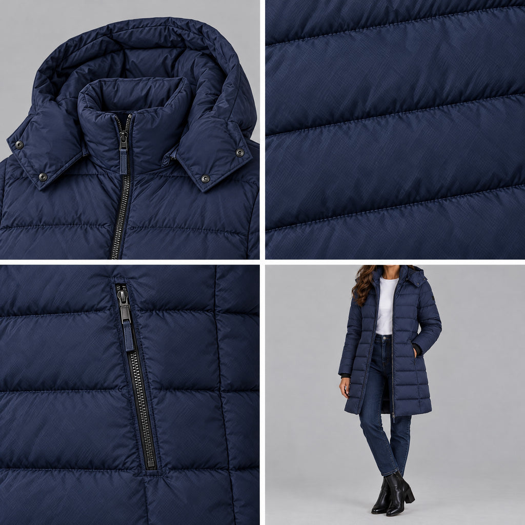 Lavinia | Longline Hooded Quilted Puffer Coat – COLLAGE