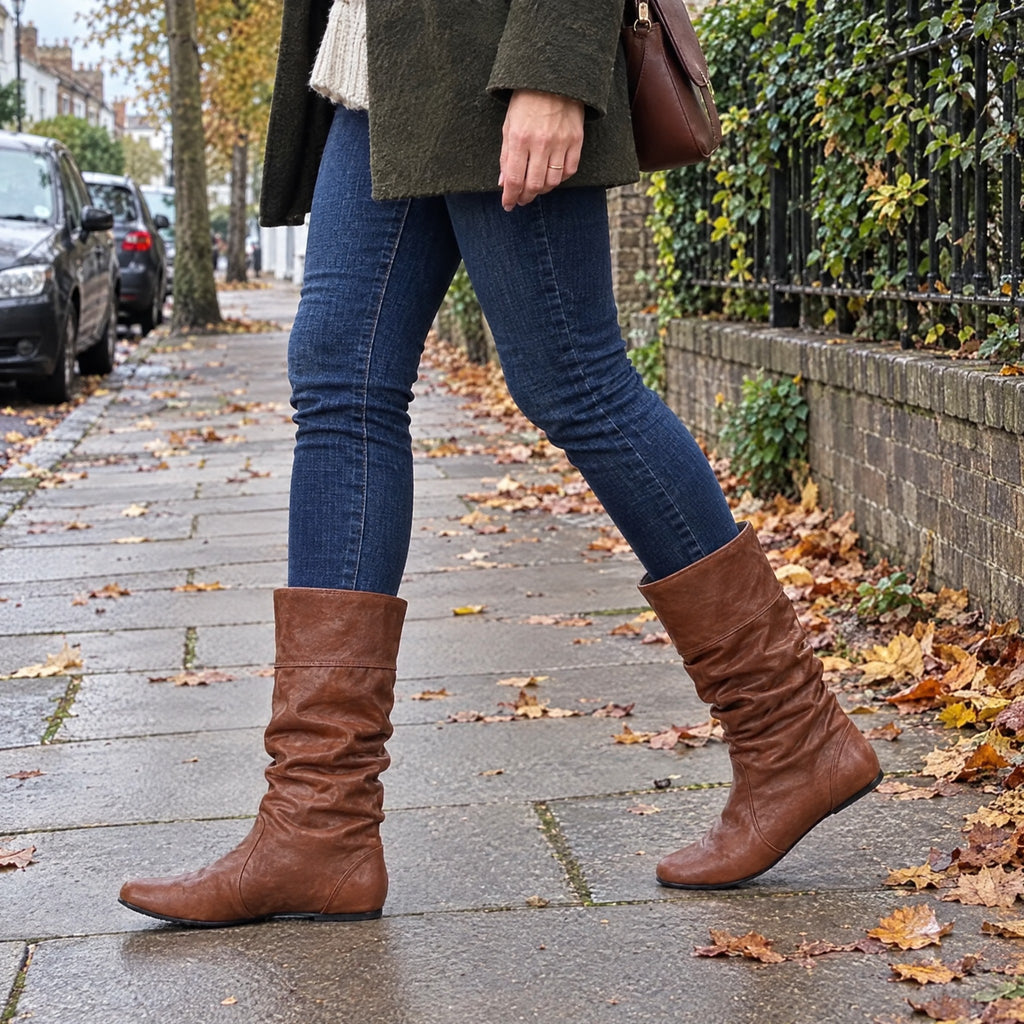 Imelda | Pull-On Mid-Calf Flat Boots – UGC