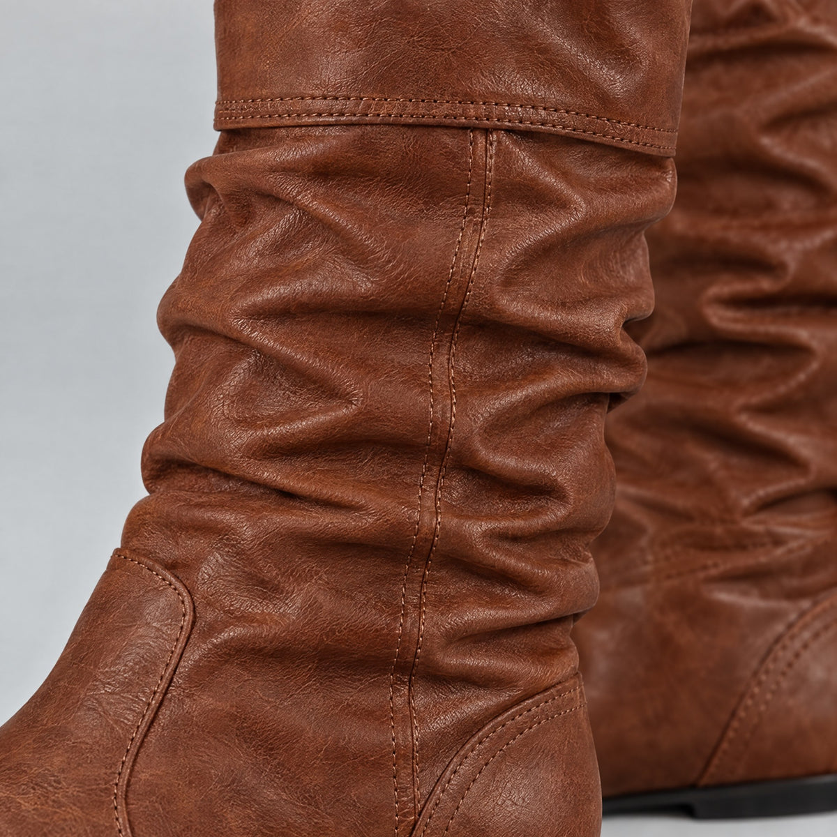 Imelda | Pull-On Mid-Calf Flat Boots – DETAIL