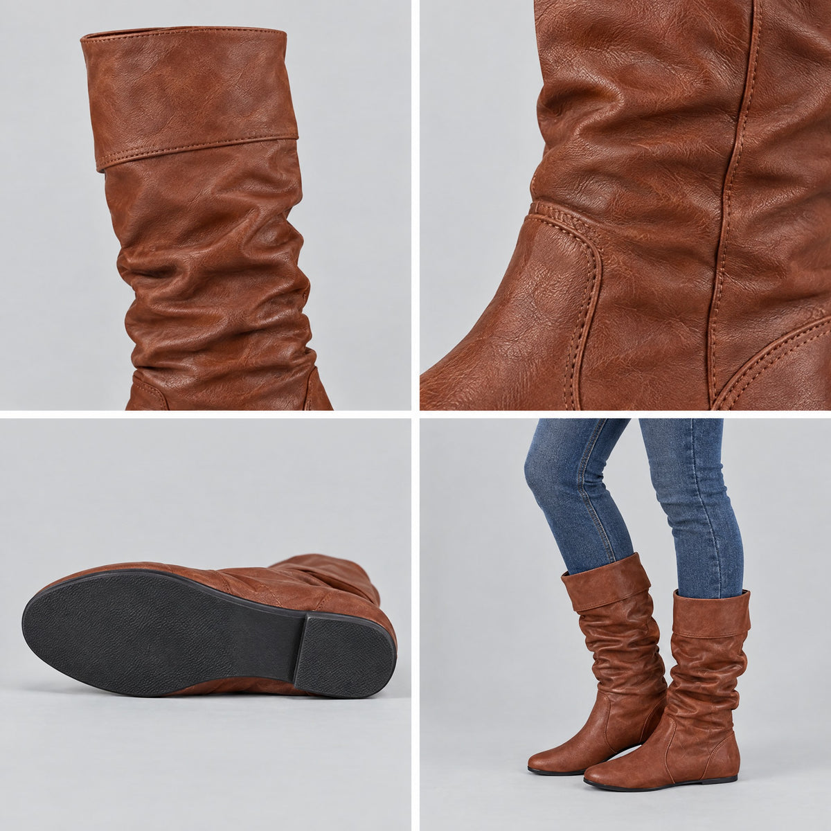 Imelda | Pull-On Mid-Calf Flat Boots – COLLAGE