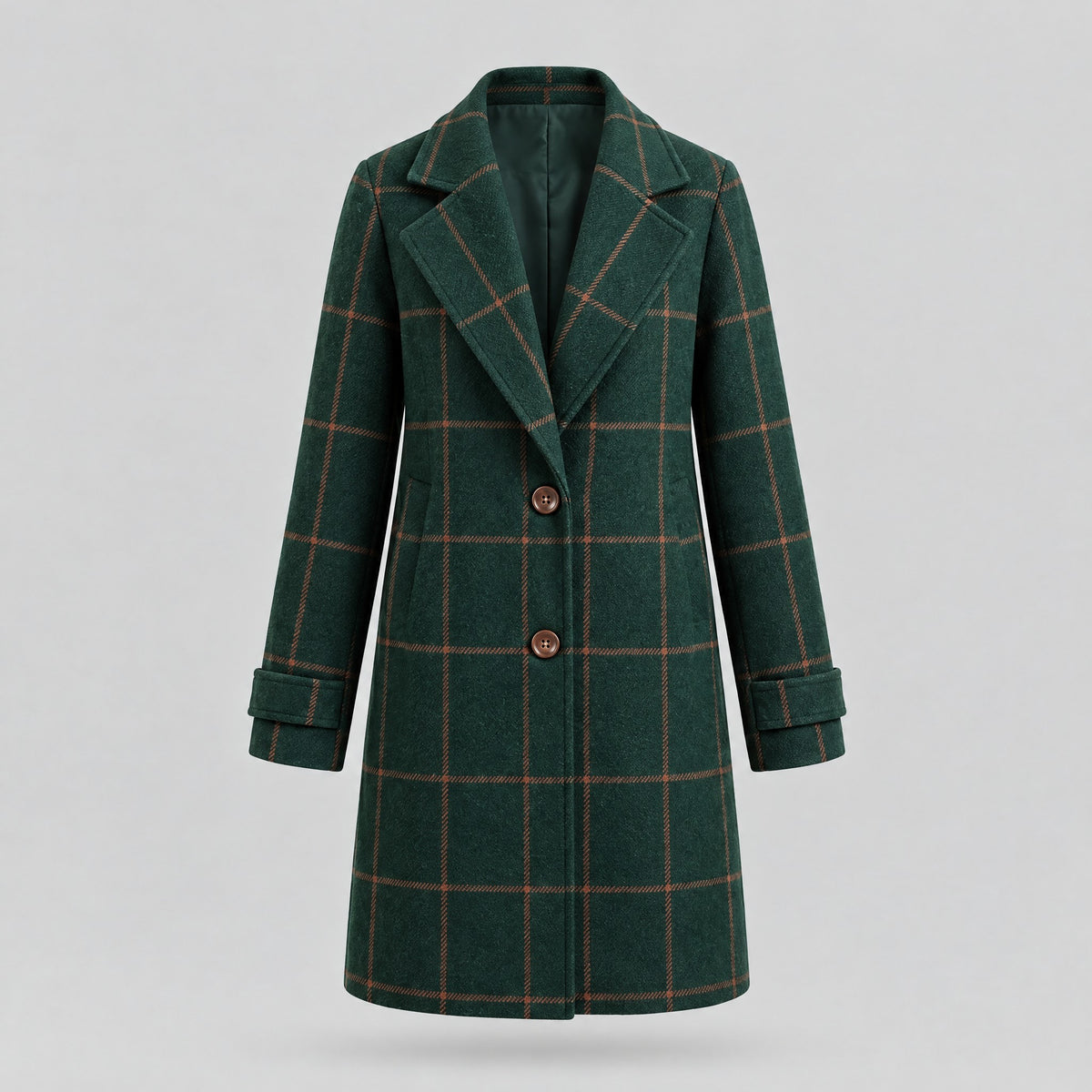 Florence | Checked Longline Coat – Green