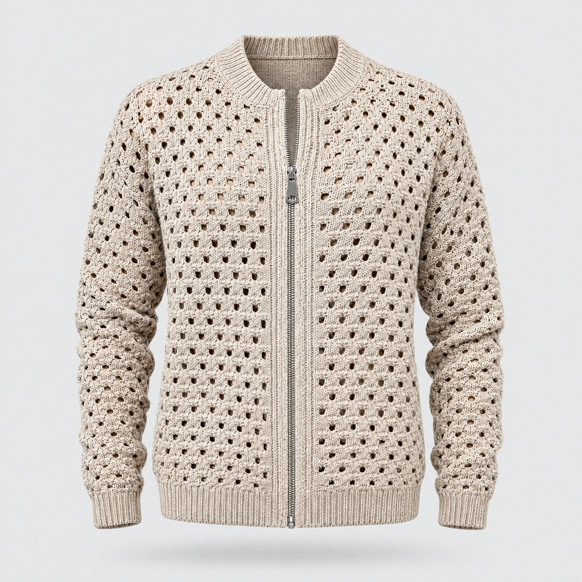 Harriet | Textured Knit Cardigan – Beige