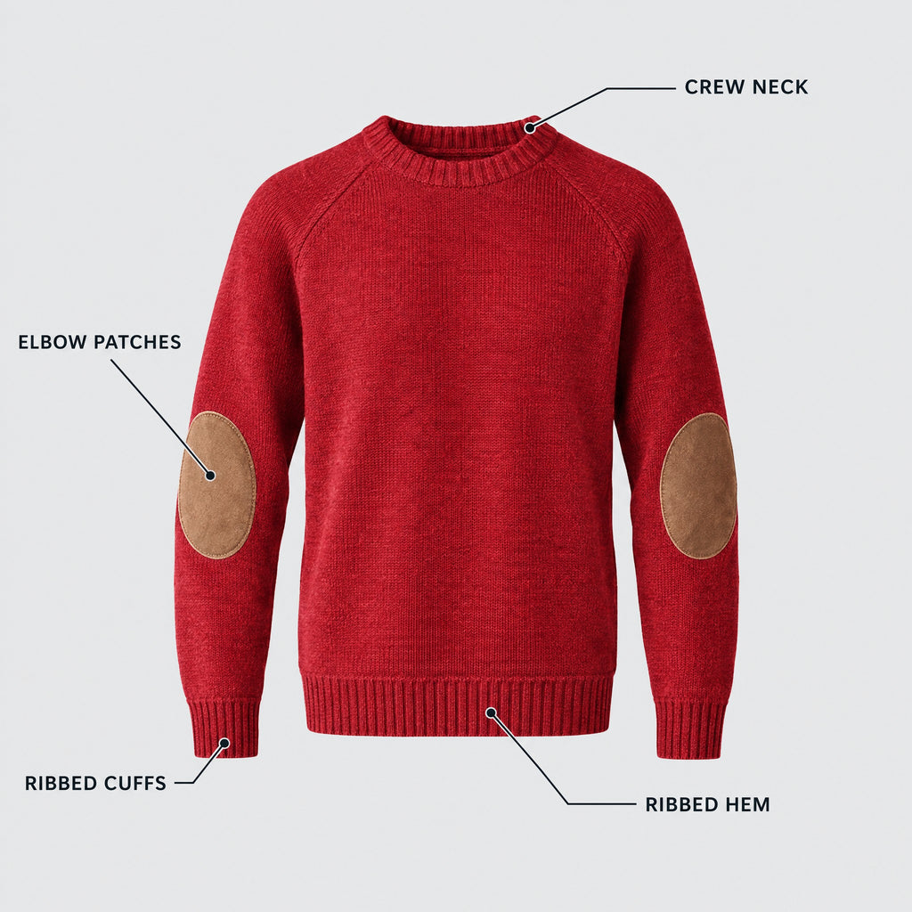 Stanley | Elbow Patch Crew Neck Sweater – KEY