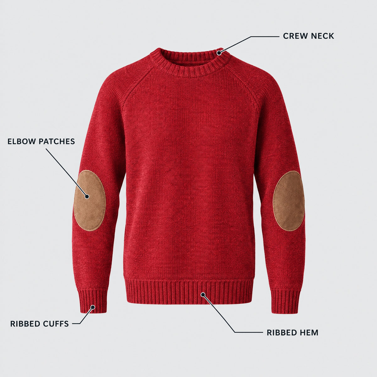 Stanley | Elbow Patch Crew Neck Sweater – KEY