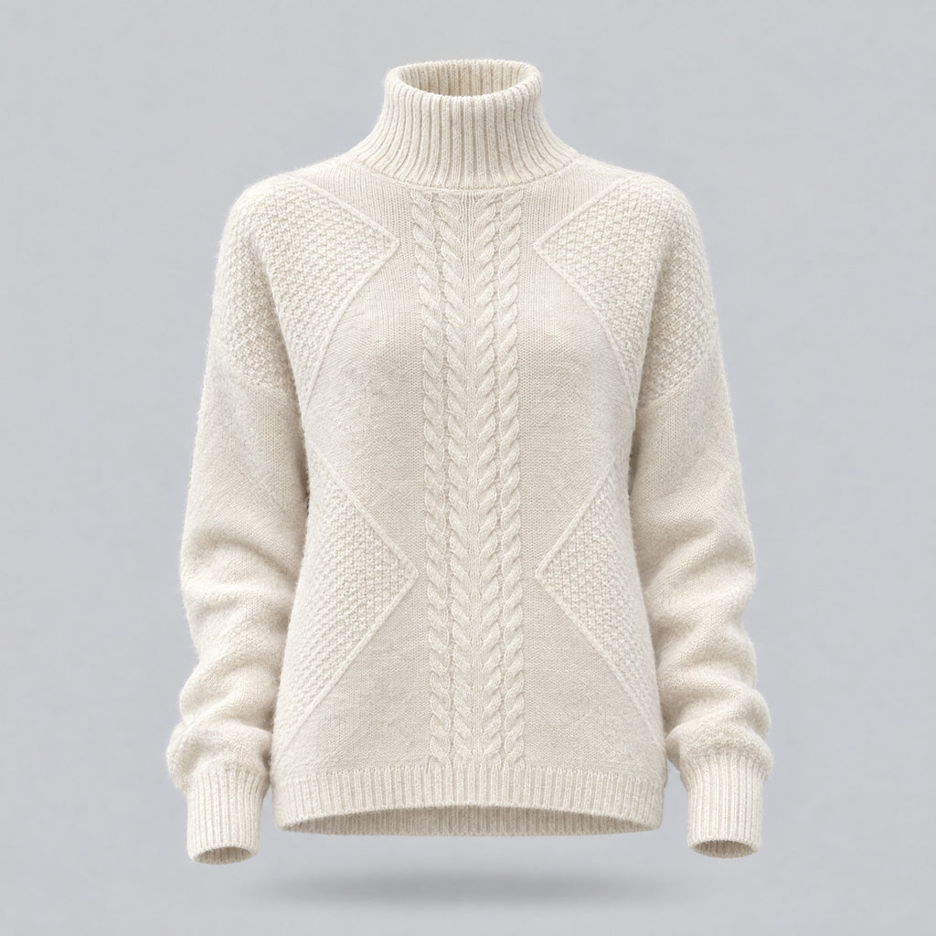 Tabitha | Turtleneck Knit Sweater – White
