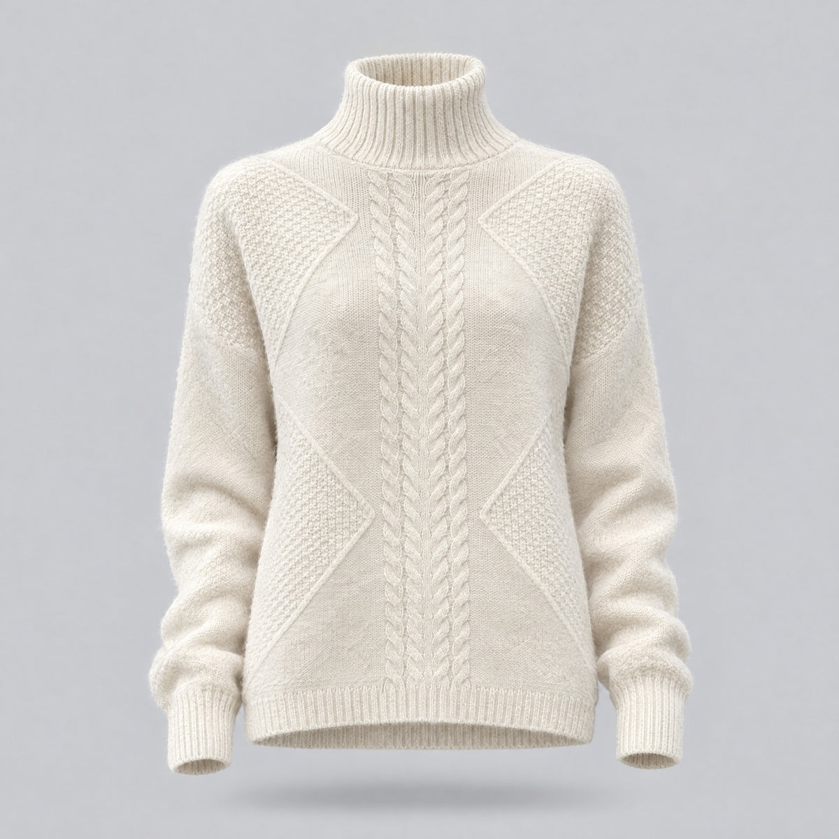 Tabitha | Turtleneck Knit Sweater – White