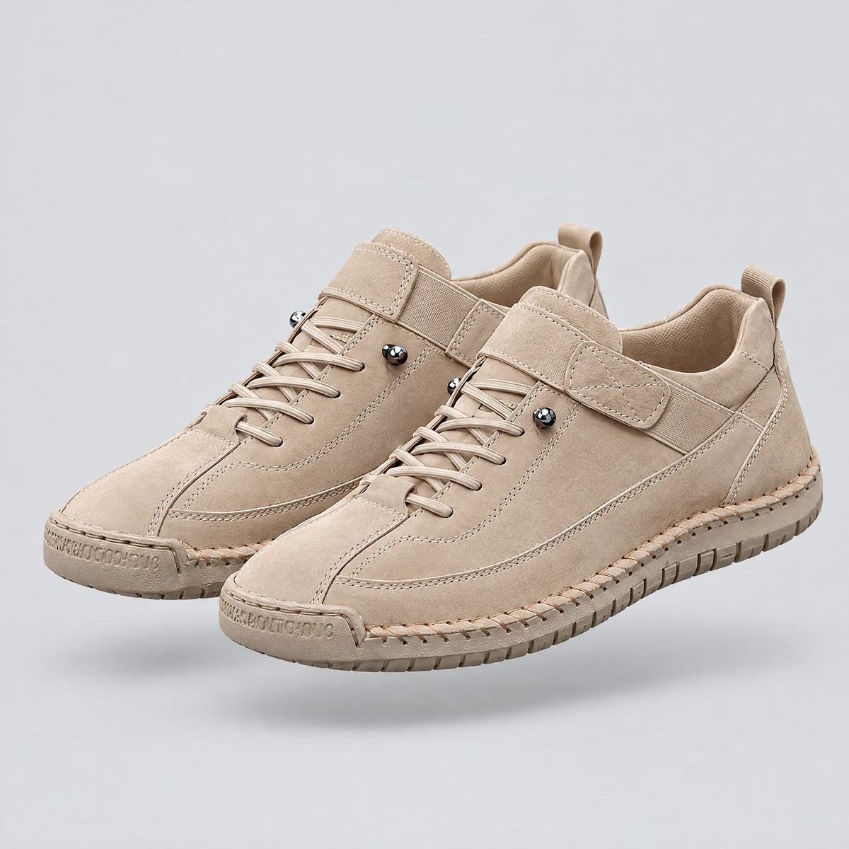 Mabel | Wide-Fit Slip-On Trainers – Beige