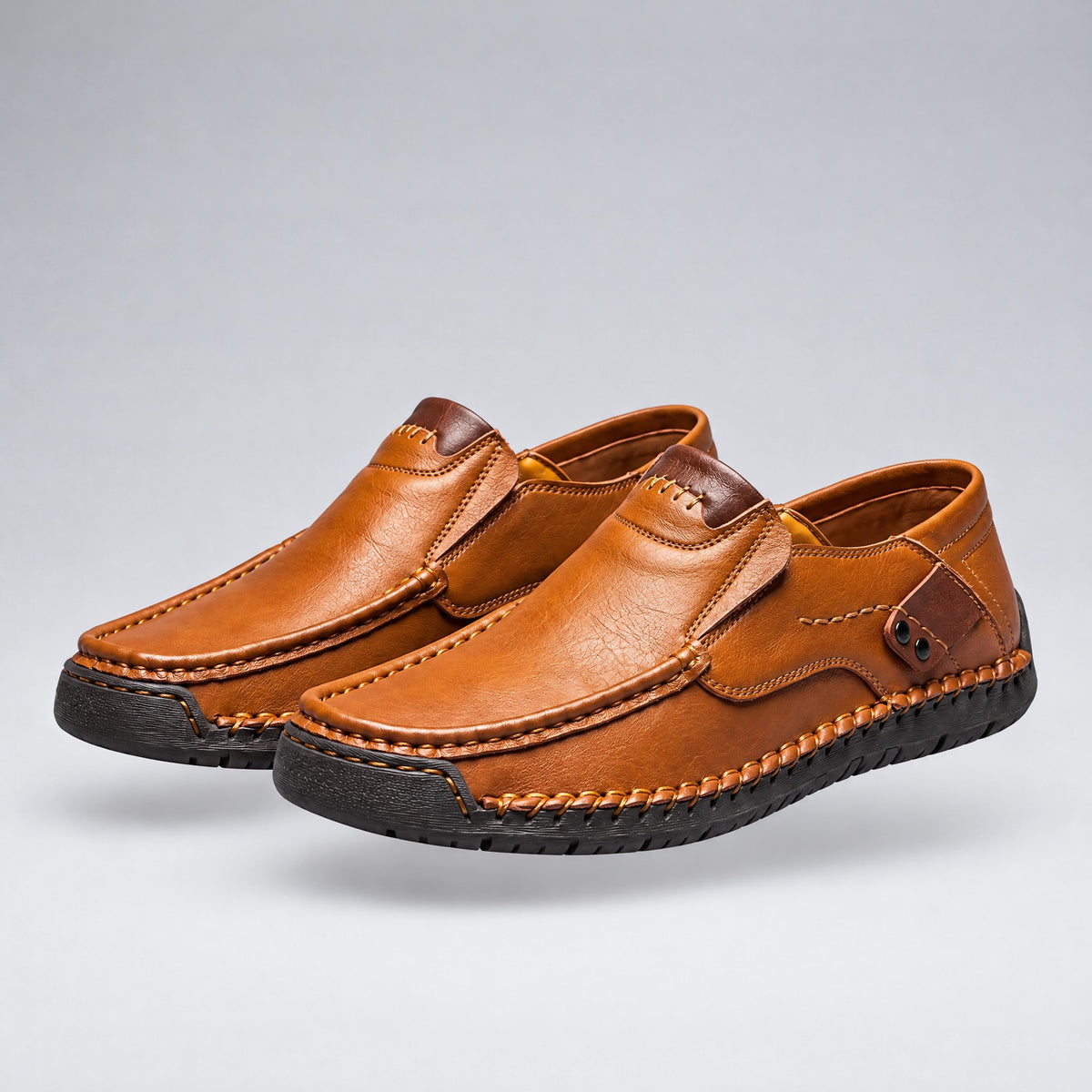 Louie | Slip-On Loafers With Elastic Goring – Light Brown