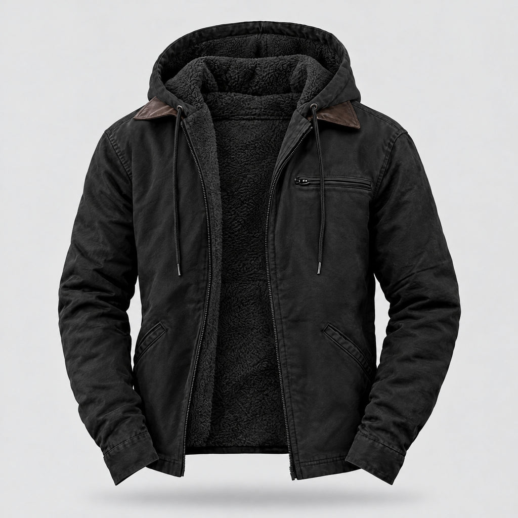 Jasper | Hooded Full-Zip Jacket – Black
