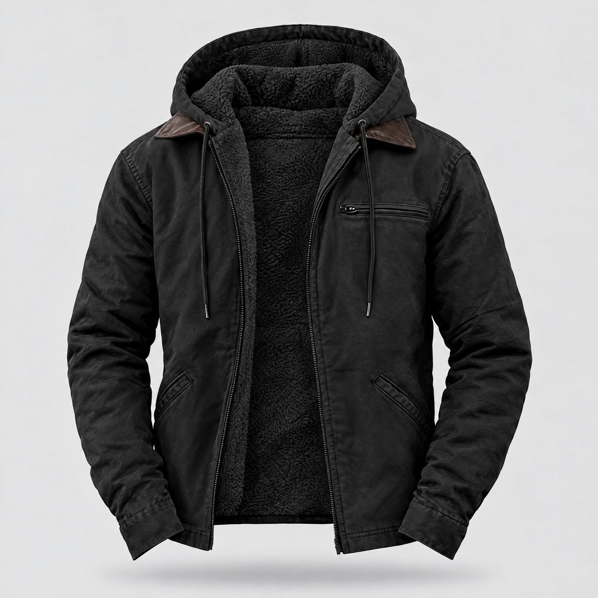 Jasper | Hooded Full-Zip Jacket – Black