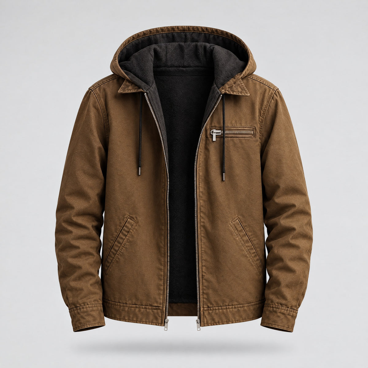 Fergus | Hooded Regular Fit Jacket – Brown