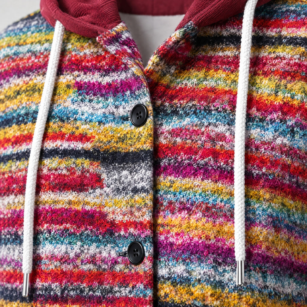 Georgiana | Plaid Hooded Mid-Length Coat – DETAIL
