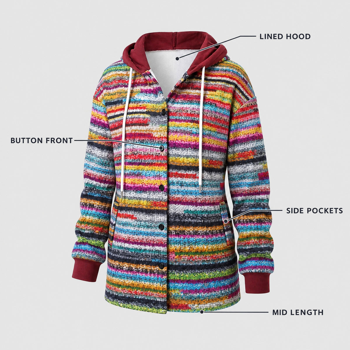 Georgiana | Plaid Hooded Mid-Length Coat – KEY