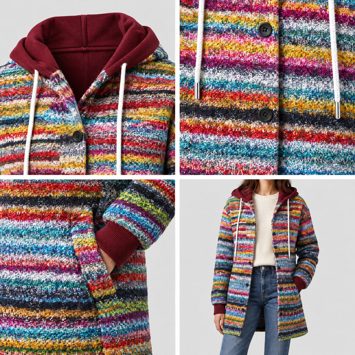Georgiana | Plaid Hooded Mid-Length Coat – COLLAGE