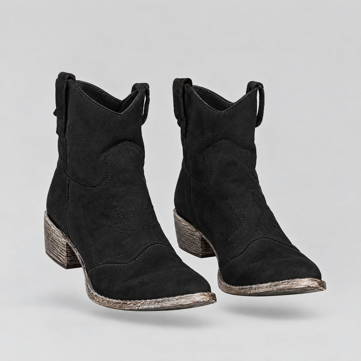 Maeve | Embroidered Pull-On Ankle Boots – Black