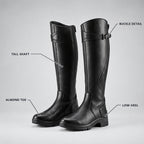 Agnes | Tall Buckle Low-Heel Riding Boots – KEY