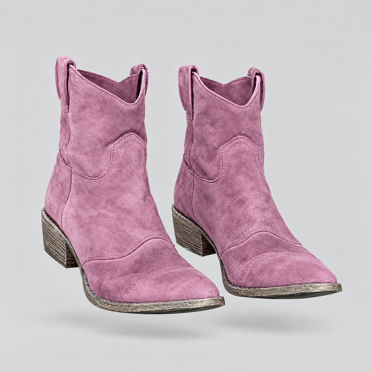 Maeve | Embroidered Pull-On Ankle Boots – Pink