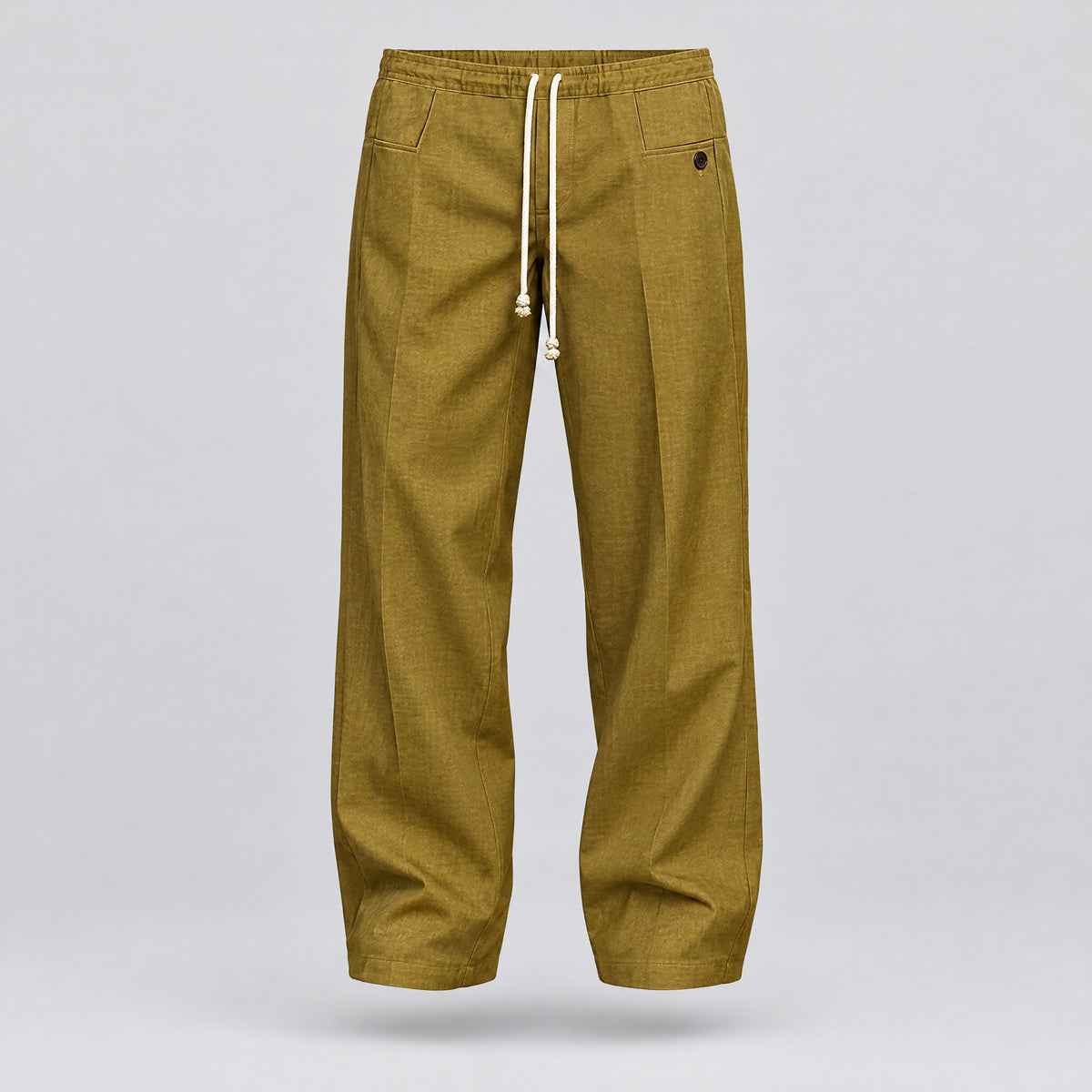 Quentin | Wide-Leg Drawstring Trousers – Khaki